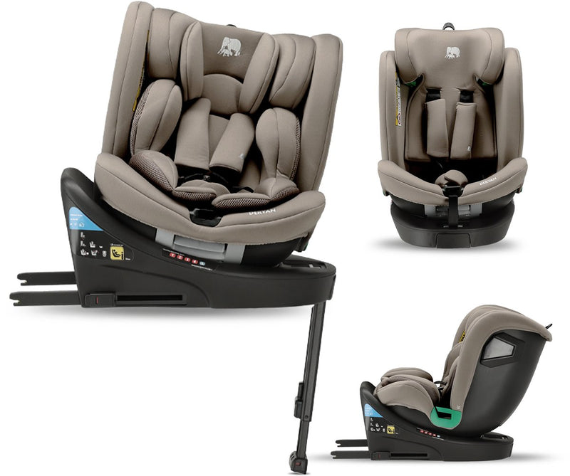 Deryan Chase Luxus-i-Size-Autositz – 0–36 kg – Isofix – Stützbein – 360° drehbar – Trüffelnougat