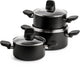 Greenpan Memphis Pfannenset 6-teilig – 16 18 20 cm – 1,6 2,1 3,1 l – PFAS-freie Antihaftbeschichtung – Induktionspfannenset – Keramikpfanne – ofenfest bis 160 °C – Kaltgriffe – mit Glasdeckel – Schwarz