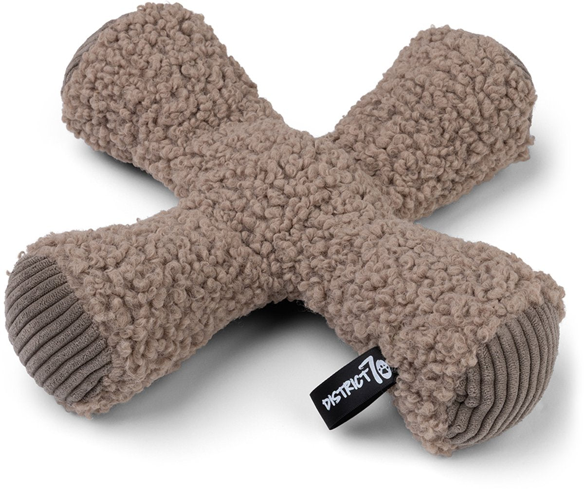 District 70 Ziggy – weiches Hundespielzeug mit Quietscher und Knistergeräusch – Taupe – ø30 cm