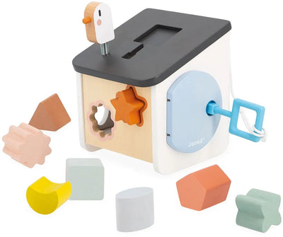 Janod – süßer Kokon – Vogelhaus-Formsortierer – 8 verschiedene Holzformen