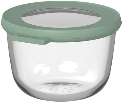 Mepal Lebensmittelbehälter aus Glas rund Cirqula – 500 ml – Lebensmittelbehälter aus Glas – hitzebeständig bis 550 °C. ohne Deckel – Meal-Prep-Behälter – nordischer Salbei