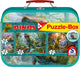Schmidt - Puzzle - Dinosaurier, Puzzlebox, 2x60 2x100 Teile im Metalletui - Kinder - ab 6 Jahren