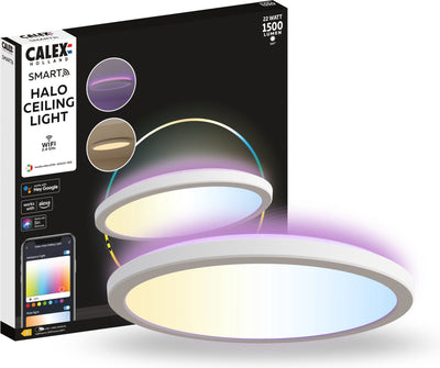 Calex Halo Smart Deckenleuchte – Smart Deckenleuchte 40 cm – RGB und warmweißes Licht – Weiß