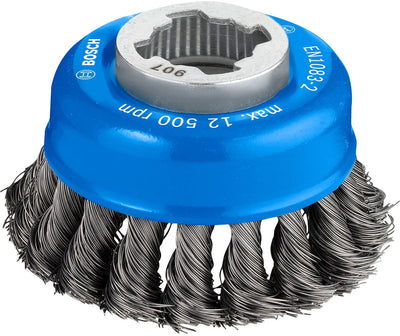 Bosch Zubehör X-Lock Cup Stahlbürste geflochten 75 mm Stahl 0,35 mm – 1 Stück – 2608620726