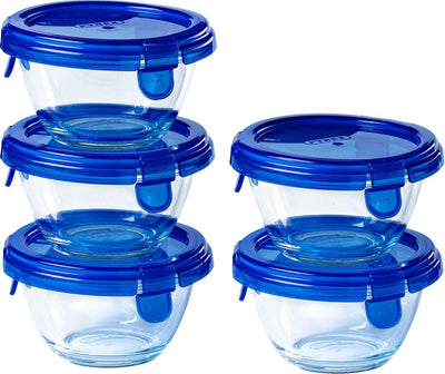Pyrex - Cook Go Schüssel rund mit Deckel 200 ml Set à 5 Stück - transparent blau