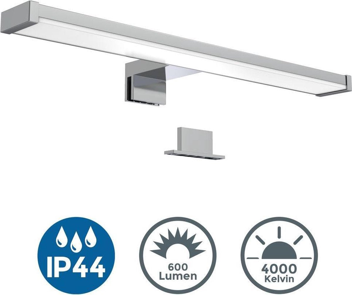 B.k.licht – LED-Spiegellampe – Chrom – Badezimmerlampe – Spiegelbeleuchtung – L: 40 cm – IP44 – 4.000 K – 600 Lumen – 7 W LED