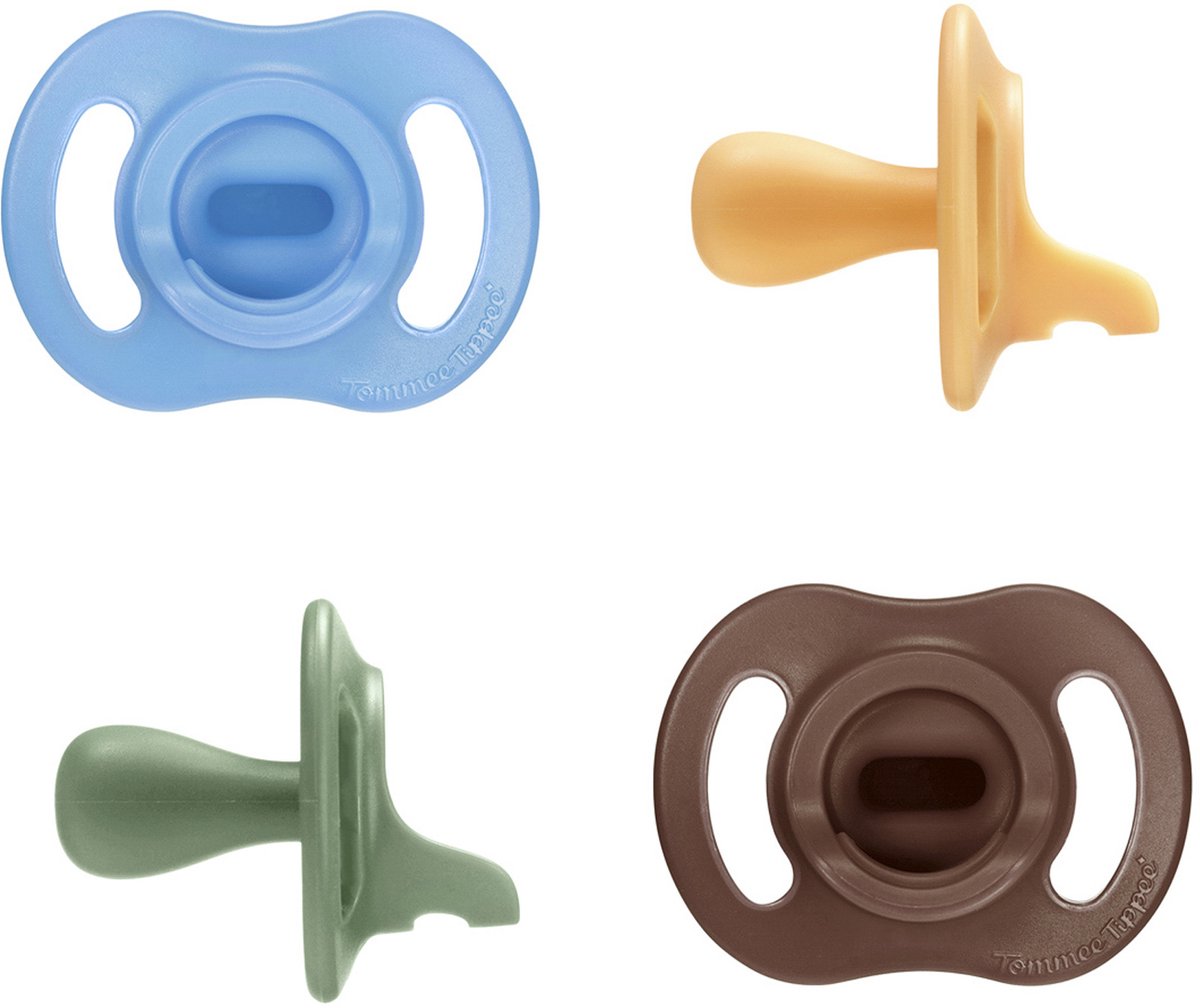Tommee Tippee ultraleichter Schnuller mit festem Sitz – 18–36 Monate – 4er-Set – einteiliger Silikon-Schnuller – Blau-Multi