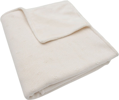 Jollein – Kinderbettdecke 75 x 100 cm – Kinderbettdecke, Kinderbettdecke, Babydecke – kuschelig gestrickter elfenbeinfarbener Samt