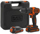 Black+Decker 18-V-Lithium-Ionen-Akkuschrauber mit 2 x 1,5-Ah-Akkus, 2 variablen Geschwindigkeiten, Koffer – bdchd18kb-qw