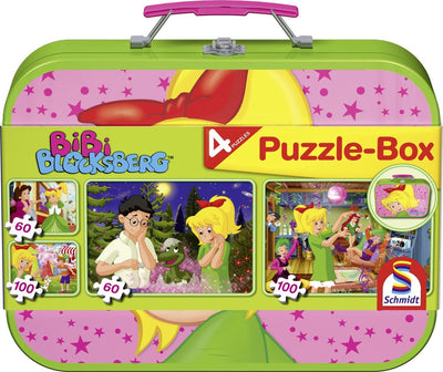 Schmidt - Puzzle - Bibi Blocksberg, Puzzlebox, 2x60 2x 100 Teile im Metalletui - Kinder - ab 6 Jahren