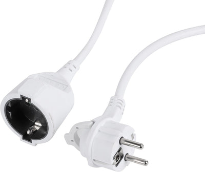 Q-Link-Verlängerungskabel mit Flachstecker – h05vv-f-Buchse mit Schutzkontaktanschluss – 3 x 1,5 mm² – weiß – 5 Meter
