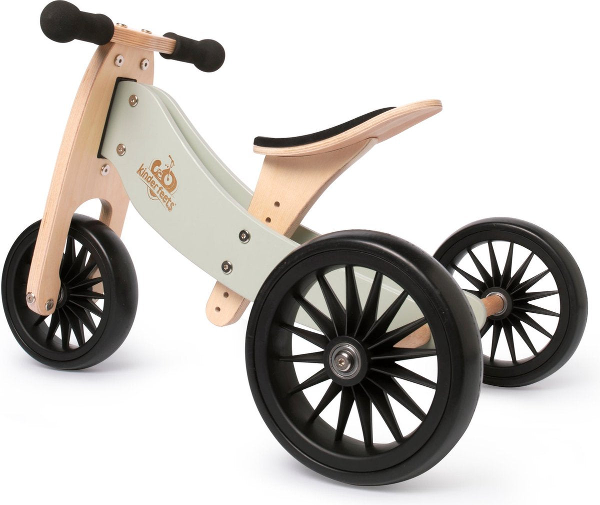 Kinderfeets 2-in-1-Laufrad-Dreirad aus Holz von klein bis groß – Silbersalbei