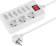 Q-Link-Steckdose – 9-fach – 3 x Schutzkontakt – 6 x Euro – mit Schalter – 3 x 1,5 mm² – 1,5 m – weiß
