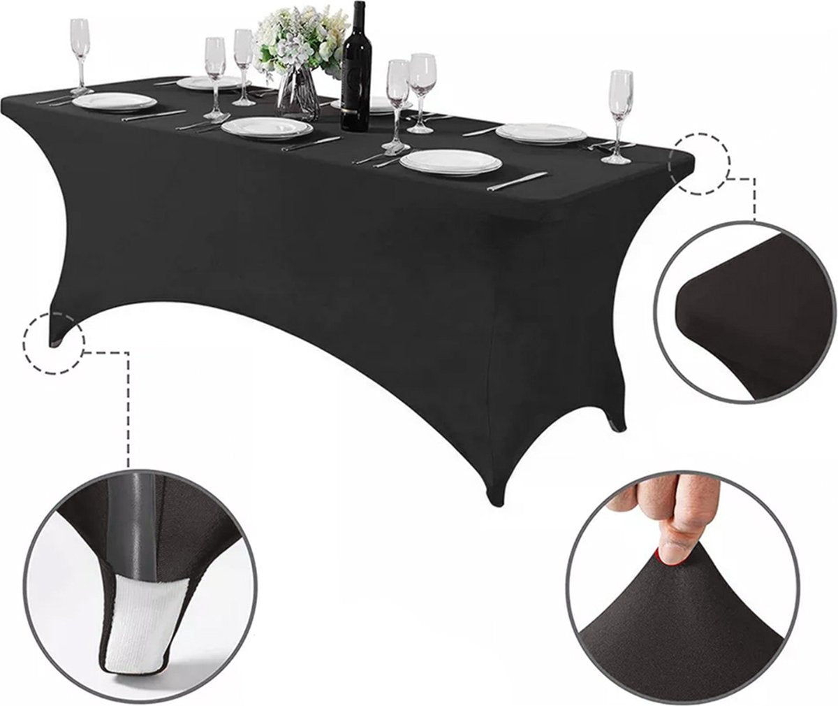 Greenblue elastische Tischdecke Catering-Tischdecke schwarz, 180 x 75 x 75 cm, Spandex, GB372