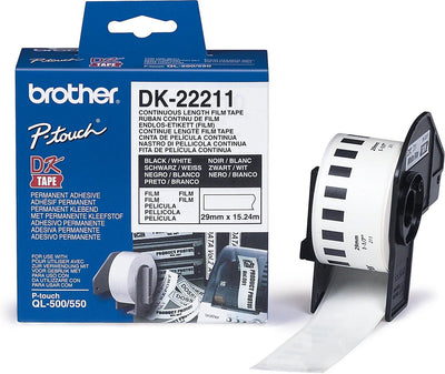 Brother dk-22211 Band mit durchgehender Länge: 29 mm – langlebige Folie – weiß (15,24 m)
