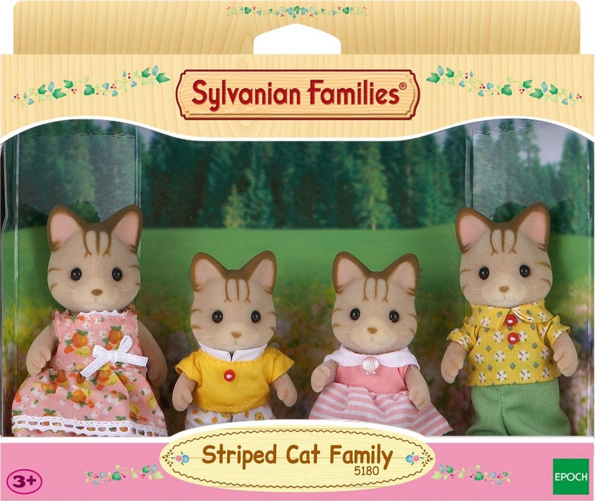 Sylvanian Family 5180 Gestreifte Katzenfamilie – samtweiche Spielfiguren