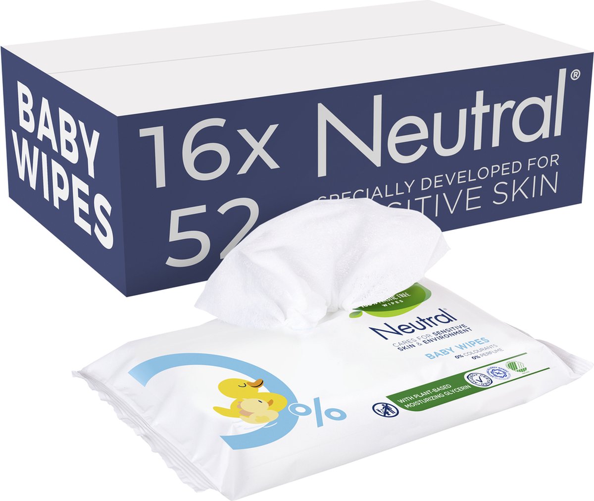 Neutral – Babytücher – parfümfrei – 16 x 52 Stück – Vorteilspackung