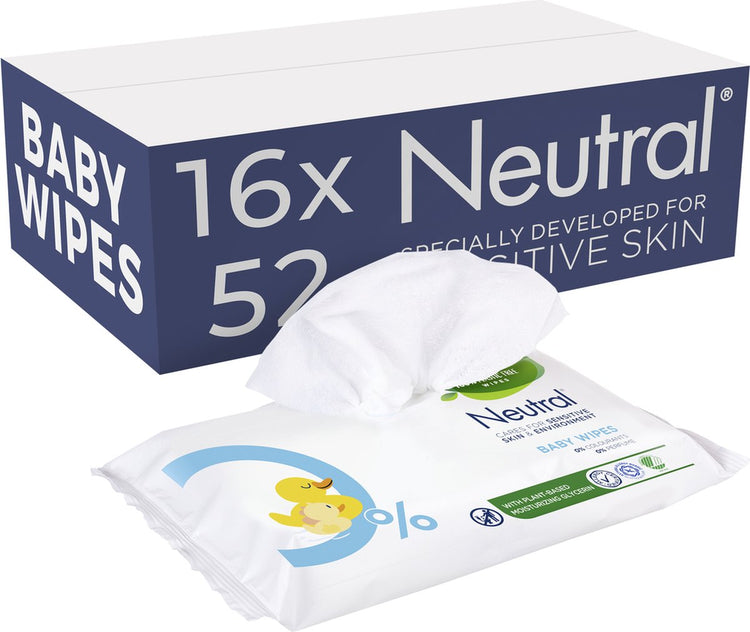 Neutral – Babytücher – parfümfrei – 16 x 52 Stück – Vorteilspackung