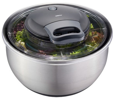 Gefu Pullit Salatschleuder 4,5 Liter – Edelstahl – mit Kordelzug und Stoppknopf – ø 25 cm