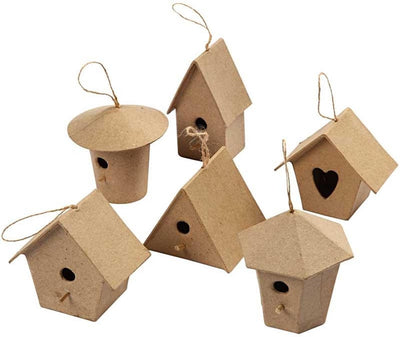 Creativ Company Mini-Vogelhäuschen, H: 7 cm, 6 Stück 1 Karton