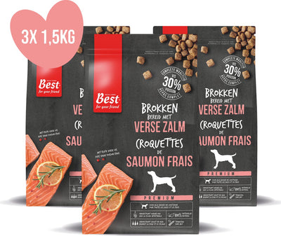 Rosewood Best for Your Friends von – Hundefutter – frischer Lachs – weizenfrei – 3 Beutel à 1,5 kg