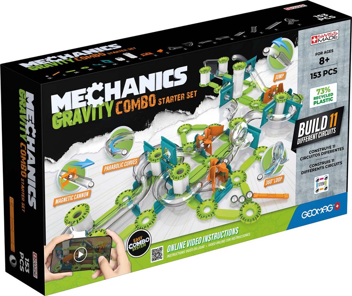 Geomag Mechanik-Recycling-Combo-Starterset – bewegliche magnetische Konstruktionsspielzeuge – 153 Teile – ab 8 Jahren
