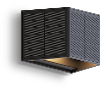 Calex Caserta Solar-Wandleuchte – Up-Down-Solar-Gartenbeleuchtung – Außenleuchte mit Bewegungssensor – warmweißes Licht – Schwarz