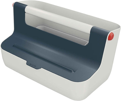 Leitz gemütliche tragbare Aufbewahrungsbox mit Fächern – Aufbewahrungsbox mit Deckel – ideal für das Home-Office und die Arbeit von zu Hause aus – Samtgrau