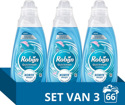 Robijn Quickwash Flüssigwaschmittel – Pure Soft – 3 Flaschen – 66 Waschgänge – Vorteilsverpackung