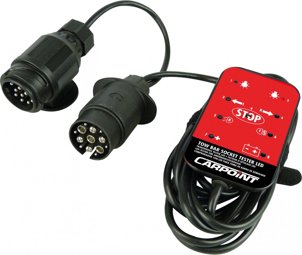 Carpoint Steckdosenleistentester LED – 12 V – 330 cm Kabel – schnelle Diagnose – für Autoanhänger