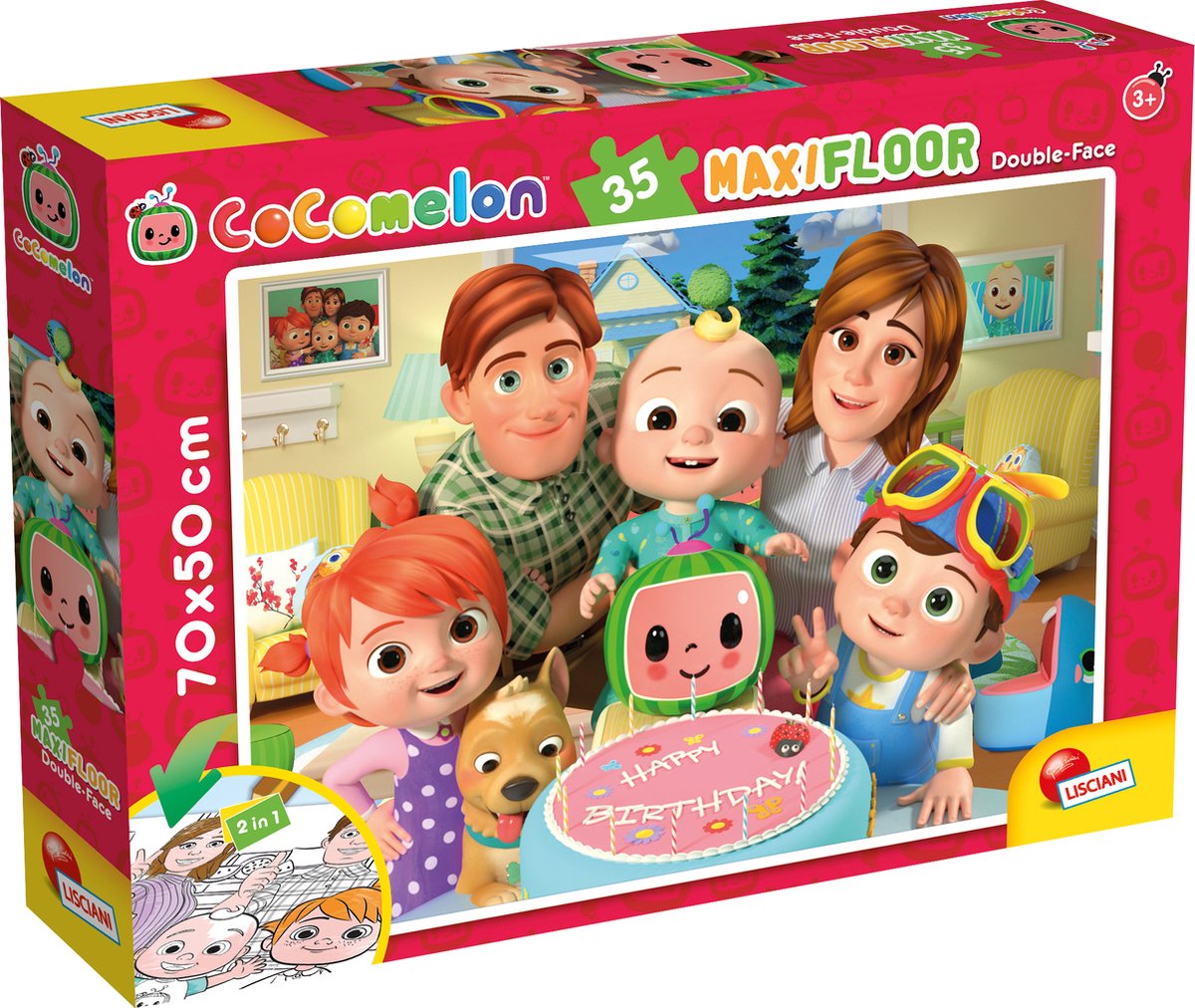Just Games Cocomelon-Bodenpuzzle – Happy Birthday – 35 Teile. Puzzle und Malseite. Größe 70×50