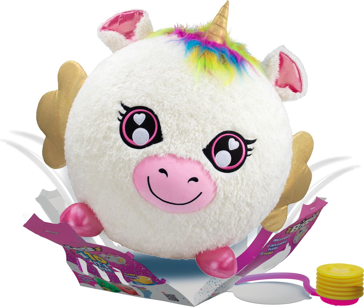 Gear2play Biggies Einhorn weiß – aufblasbares Plüschtier