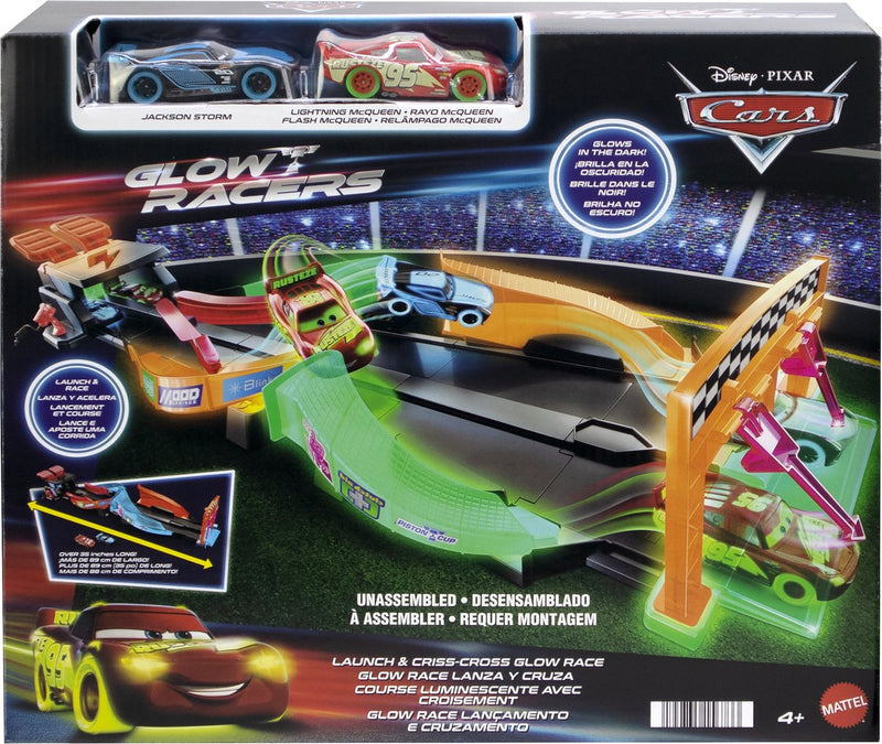 Disney-Pixar-Autos Disney- und Pixar-Autos – leuchtende Rennwagen – kreuz und quer – leuchtendes Rennspielset