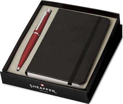 Sheaffer Kugelschreiber-Geschenkset VFM – G9403 – F – übermäßig rot verchromt – mit A6-Notizbuch – SF-G2940351-4