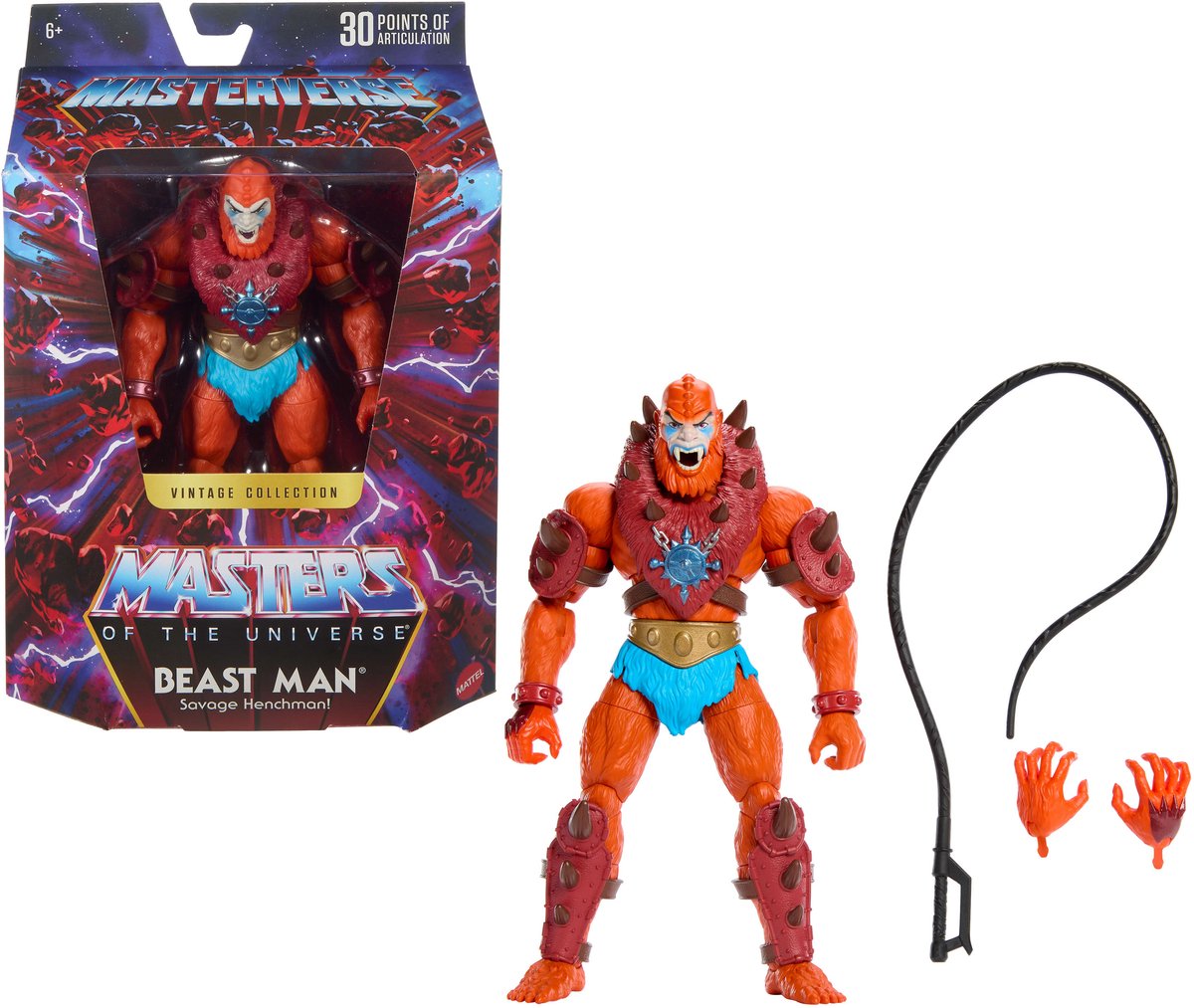 Mattel Masters of the Universe Masterverse Actionfigur Vintage-Kollektion: Beast Man 18 cm Actionfigur