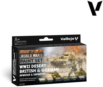 Vallejo val70208 – Modellfarbe – Wwii Desert British German Armor Infantry Set 6 x 18 ml