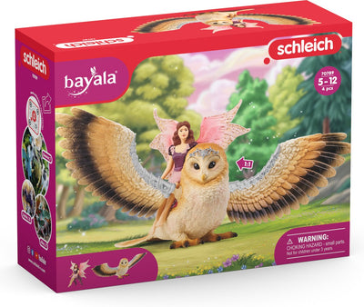 Schleich Bayala – Elfe auf glitzernder Eule – Spielfigur – Kinderspielzeug für Jungen und Mädchen – 5 bis 12 Jahre – 70789
