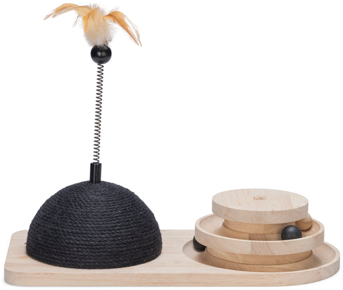 Entworfen von Lotte Kratzball und Spielturm Maia – Katzenspielzeug – Holz – Schwarzbraun – 50 x 24,5 x 38 cm