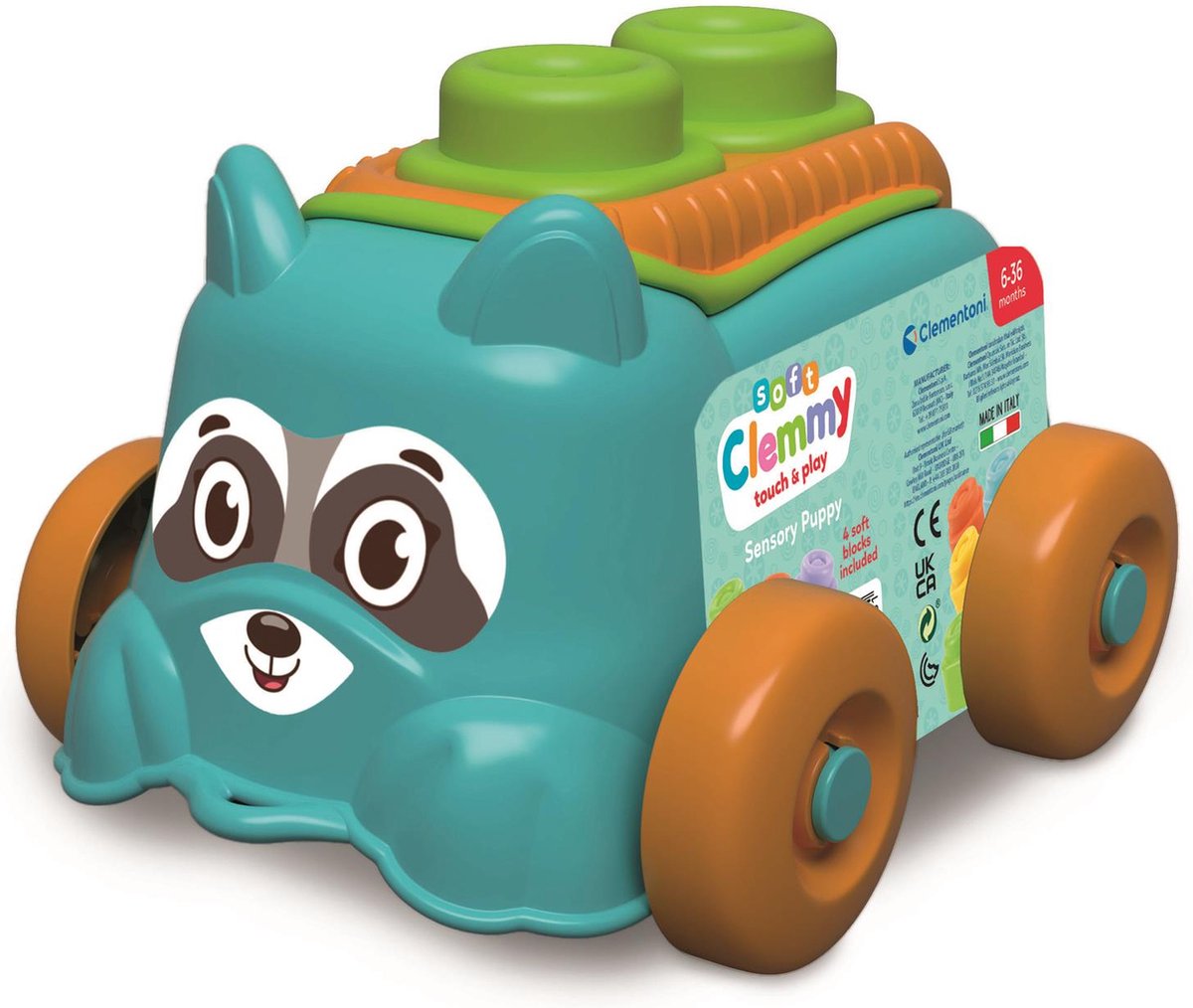 Clementoni Baby - Clemmy Sensory Welpenblau mit weichen Blöcken, 5dlg.