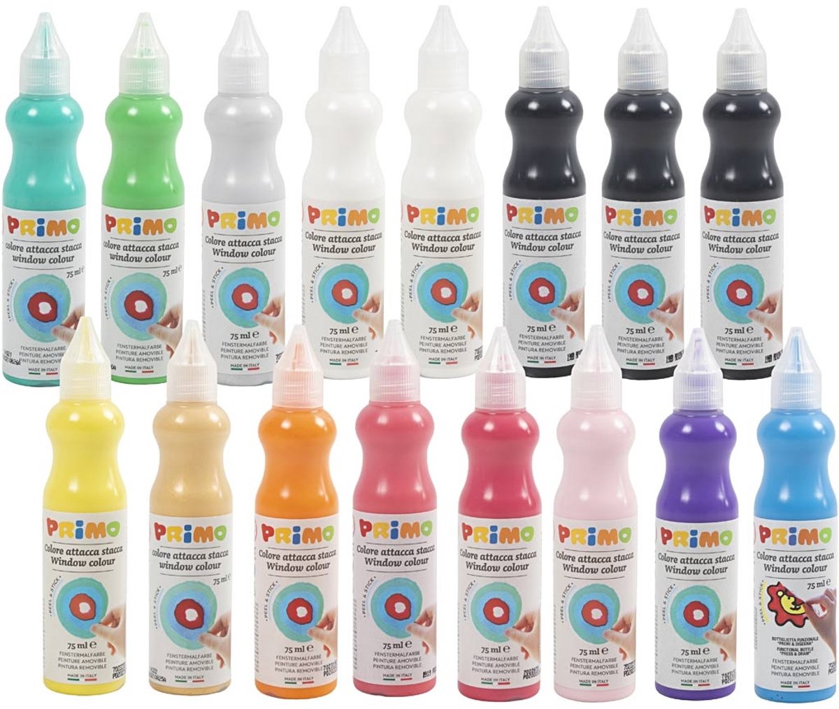 Primo Fensterfarbe, verschiedene Farben, 16x75 ml 1 Box