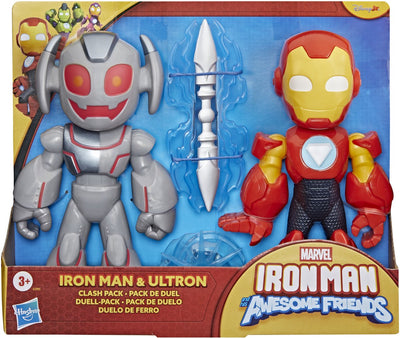 Marvel Iron Man und seine fantastischen Freunde, übergroße Actionfiguren von Iron Man und Ultron Clash, 23 cm