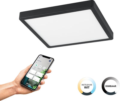 Eglo connect.z fueva-z smarte Aufbauleuchte – 28,5 cm – Schwarz und Weiß – einstellbares weißes Licht – dimmbar – Zigbee