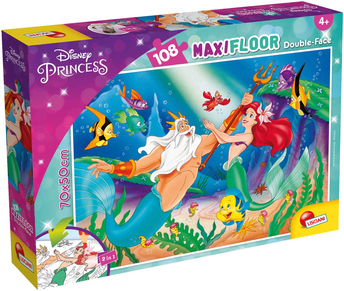Lisciani Disney Puzzle DF Maxi Floor 108 Die kleine Meerjungfrau