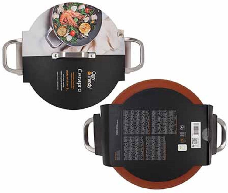 Gemütliche trendige Cerapro - Bratpfanne - Terrakotta - ø 28cm - Induktionsbratpfanne - mit Deckel