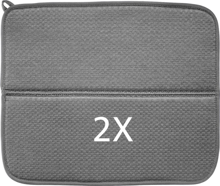 Westmark Abflussmatten – saugstarke Mikrofaser-Abflussmatte im 2er-Set, für sauberes Geschirr ohne Wasserflecken, platzsparend faltbar, grau – 36 x 44 cm