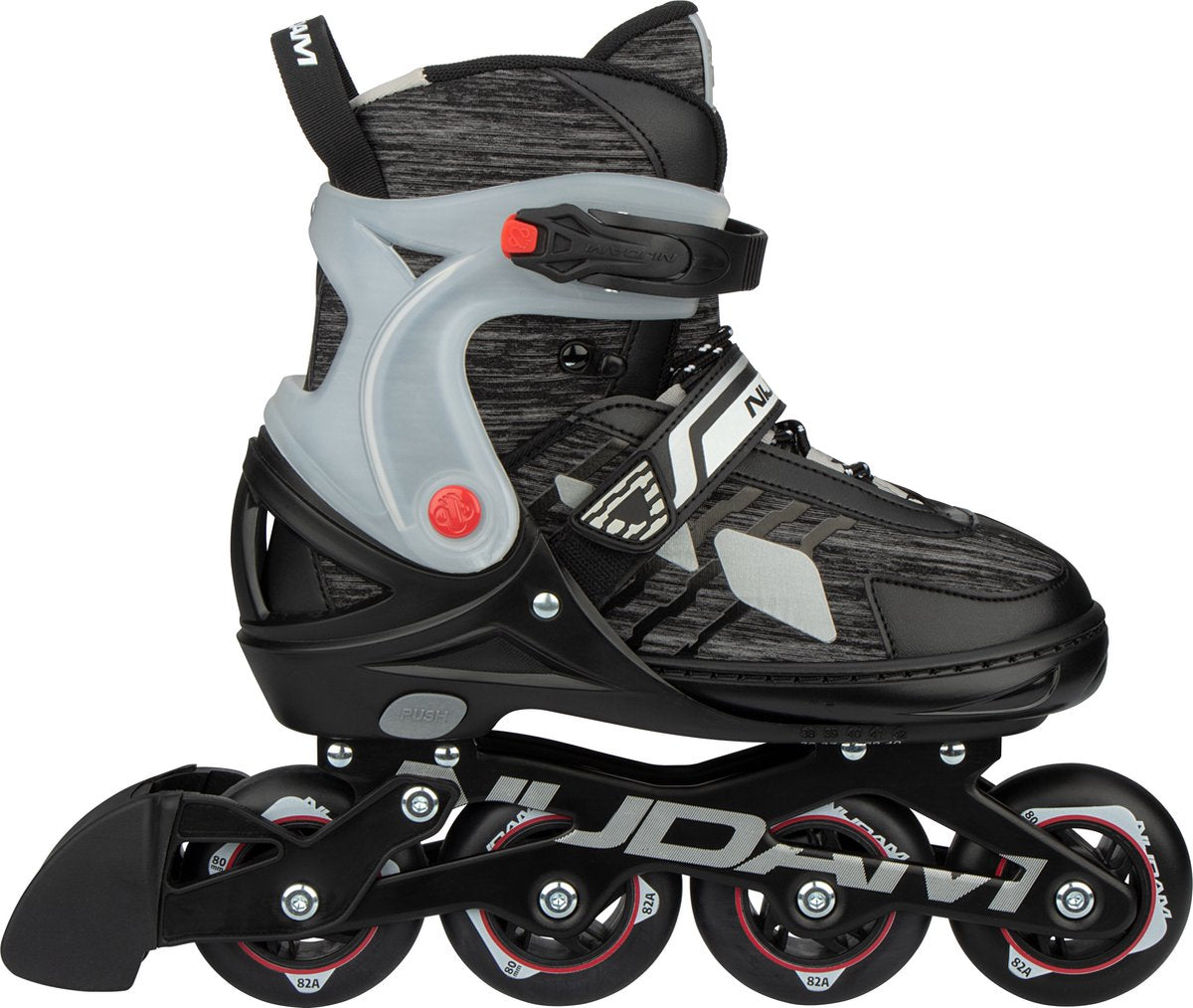 Nijdam Inline-Skates – verstellbar – Erwachsene – Asphalt-Tremor – Schwarz – Größe 43–47