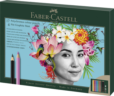 Faber-Castell Zeichenset – Polychromos und Pitt Graphit matt – 23-teilig – FC-210052