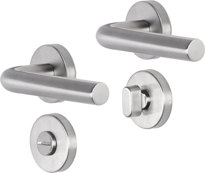 Impresso Dursley Hocker mit 2x Rosette WC rund verdeckt Edelstahl