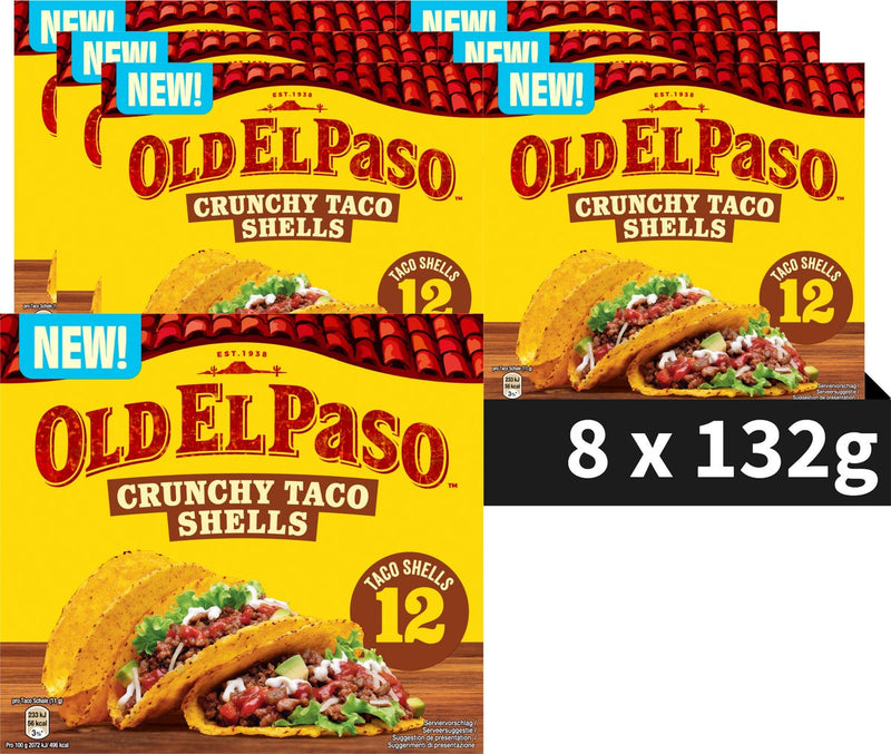 Alte El-Paso-Taco-Schalen – 8 x 12 Stück – mexikanische Tortilla – vegetarisch, glutenfrei – Tacos-Vorteilspackung