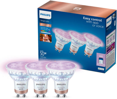 Philips Beleuchtung Philips Smart Lighting – Spot 3er-Pack – Intelligente LED-Beleuchtung – farbiges und weißes Licht – GU10 – 50 W – WLAN